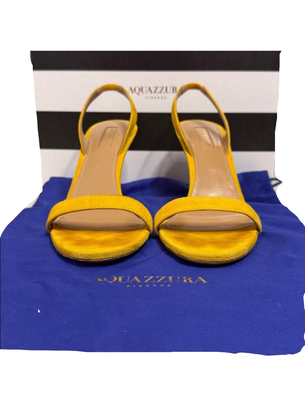 Aquazzura So Nude 85 Yellow Suede Stiletto Sandal 39 - Picture 5 of 8